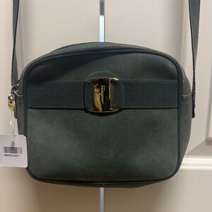 Salvatore Ferragamo Dark Green Vara Bow Shoulder Bag